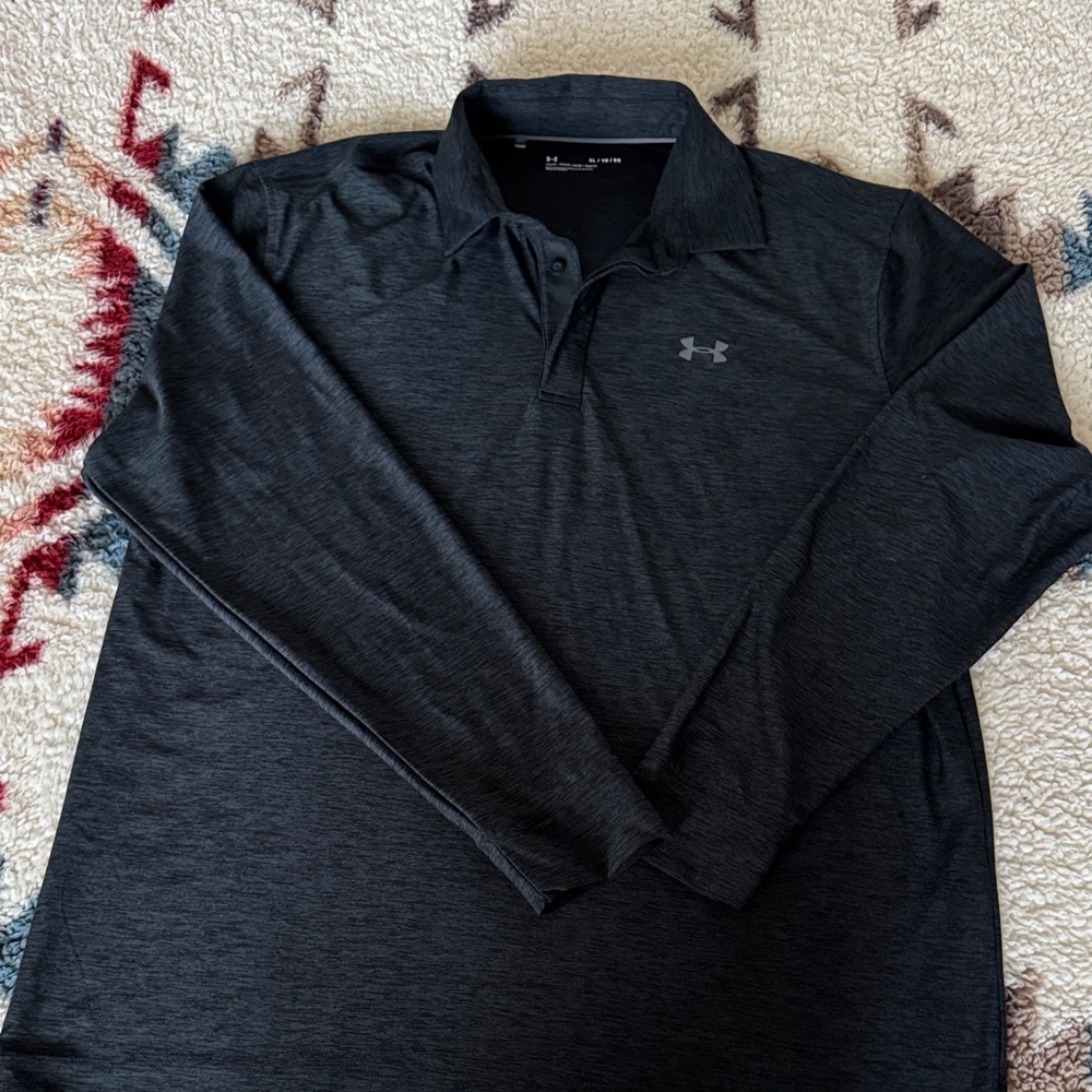 Quarter Button Up Under Armour Men's Charcoal Long Sleeve Polo